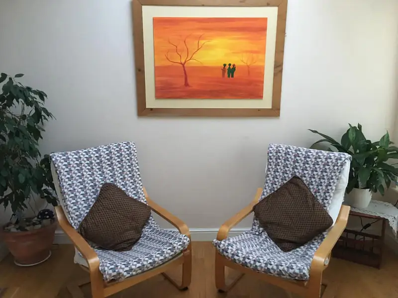Counselling room in Wallsend Two armchairs in the counselling and hypnotherapy room in Wallsend, Newcastle upon Tyne